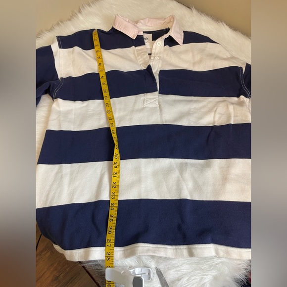 Aerie Oversized Rugby Striped Navy and White Shirt Medium - Picture 10 of 12